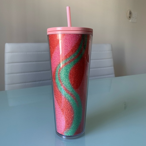 Starbucks holiday pink swirl glitter cold cup - Picture 2 of 3